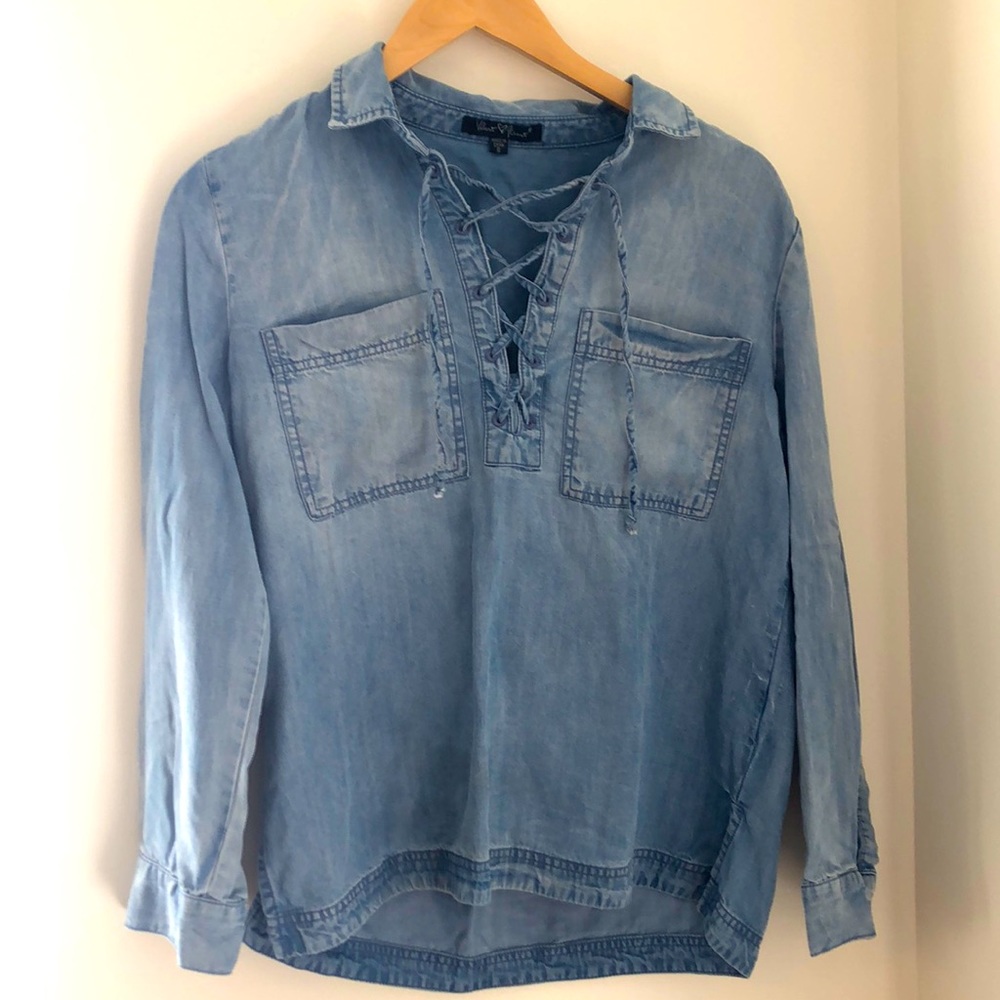 Tie up denim shirt